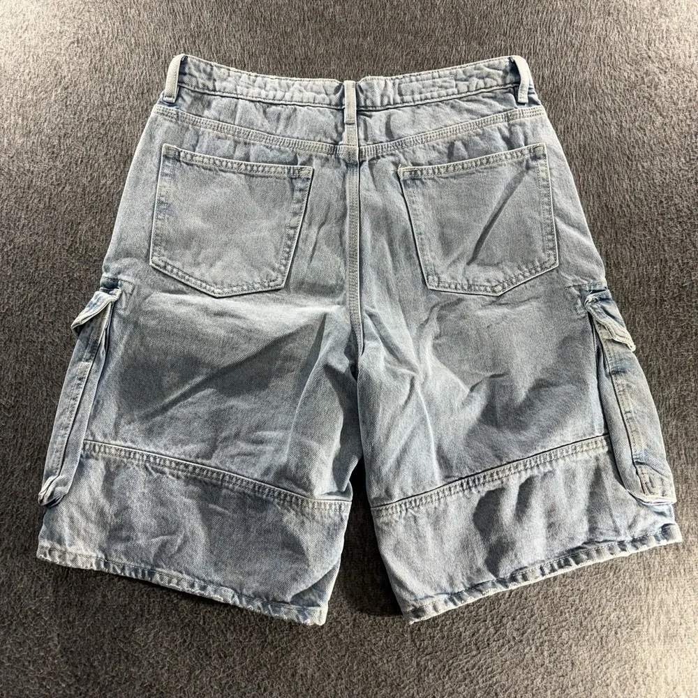 Zara Denim Cargo Shorts Size 31 Baggy Hip Hop Skater Jeans Light wash
